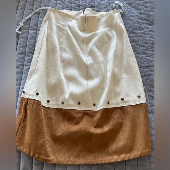 YOUNG EDWARDIAN Rare Vintage Ivory/Brown 2 Piece Set Bolero Jacket/Skirt Size 9 - Picture 8 of 14